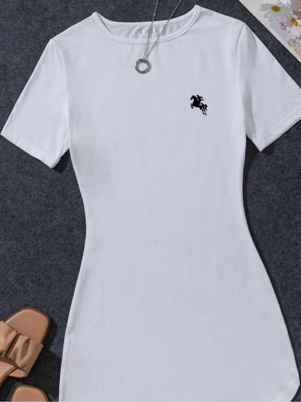 White Women's Short Sleeve slim fit dress